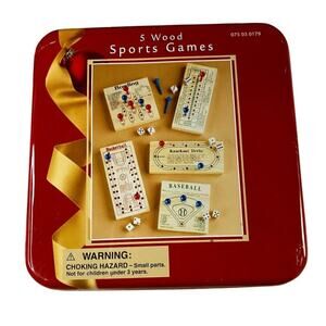 Metal Can With 5 Wooden Peg Sports Games Travel Toys Classic Games